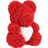 Medvedík z ruží srdca - červený Rose Bear z ruží 40 cm