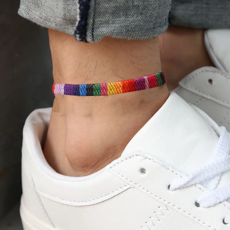 Pletený náramok na nohu Rainbow