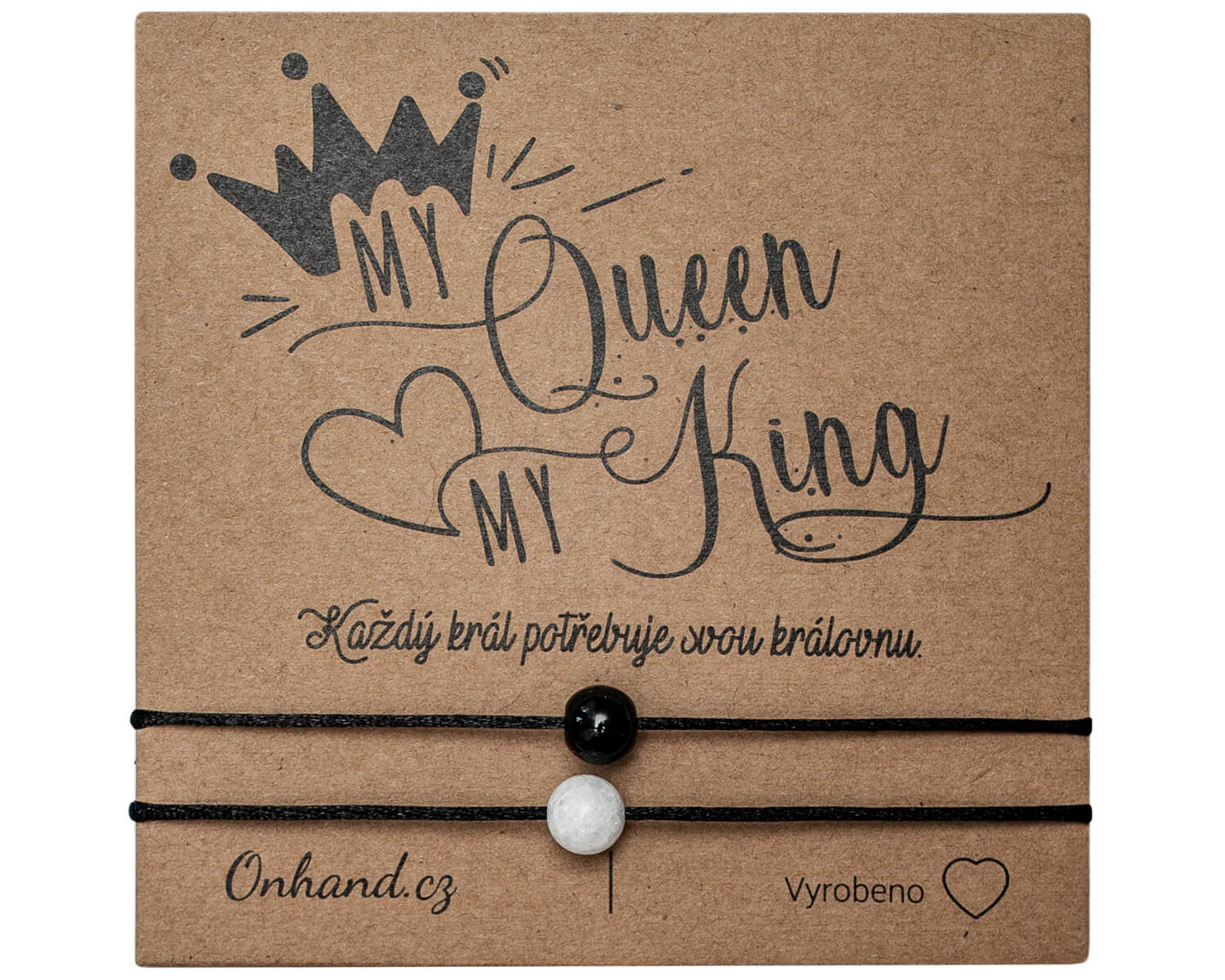Darčeková karta s náramkami King Queen simple