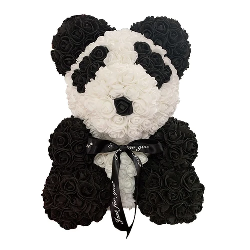 Medvedík panda z ruží - 40 cm
