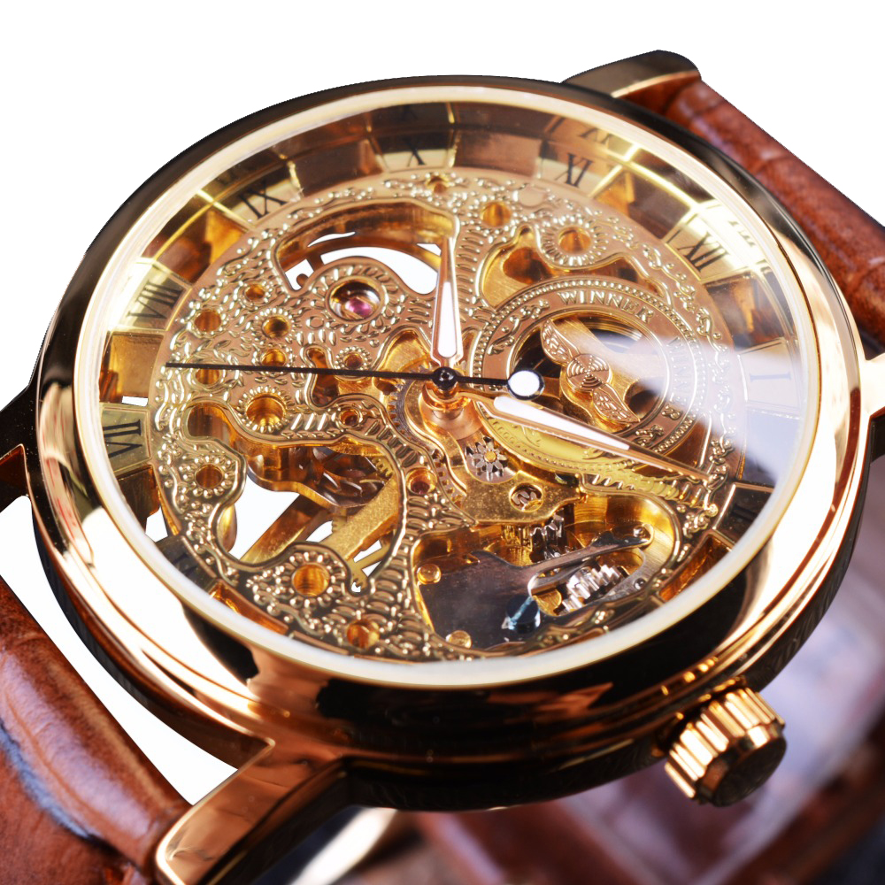 Pánske automatické hodinky VISCOUNT hnedé