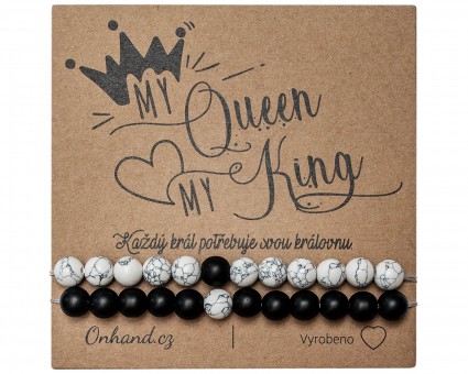 Darčeková karta s náramkami King Queen yin yang