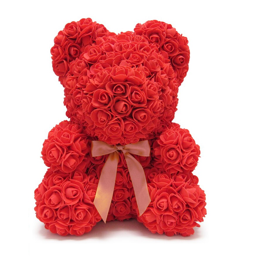 Rose Bear - rudý macko z ruží 25 cm