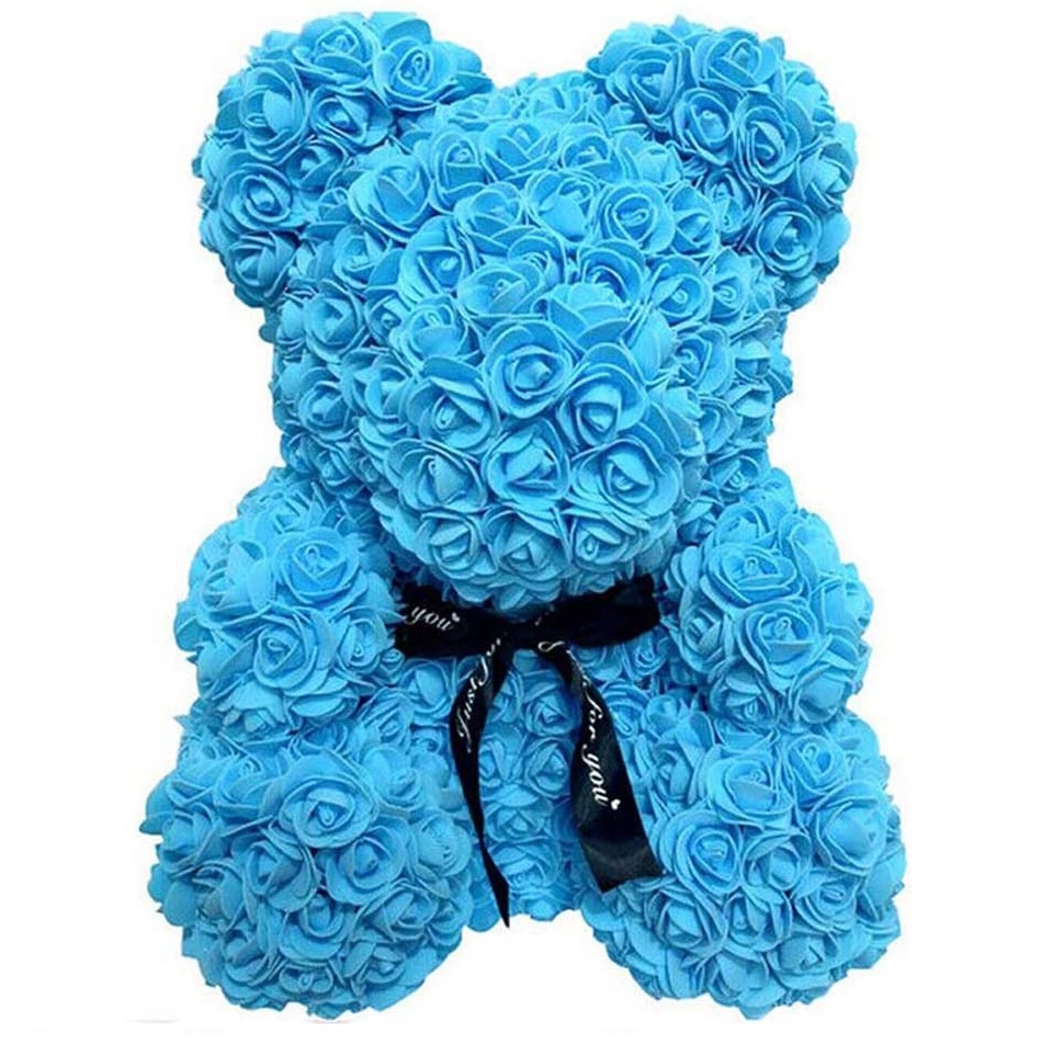 Rose Bear - modrý macko z ruží 25 cm